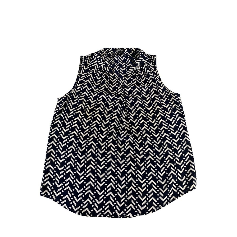 Roz & Ali Blouse Womens Large Chevron Geometric Sleeveless Top Polyester 100